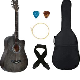 B-38C Retro Black, 38 Inch Acoustic Guitar Linden Wood Synthetic Wood Right Hand Orientation-image-66