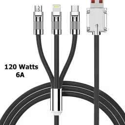 Retail Infinity Multicolor 3-in-1 6amp Fast Charging cable with Type-C, Micro USB and lightning Port Phone Converter-image-39