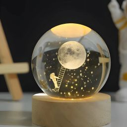 3D Crystal Ball Lamp | Night Light with Wooden Base | Moon Landing Style Table Lamp-image-76