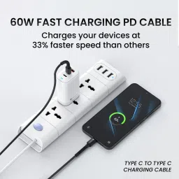 Portronics Type C 3 A 1 m Konnect X 60W Type C to Type C Fast Charging Cable image 5
