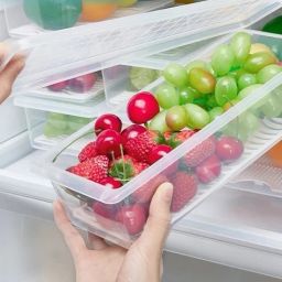 Plastic 6 PCS KITCHEN FRIDGE FOOD FRUIT VEGETABLE STORAGE CONTAINERS BASKET BOX Storage Basket-image-96