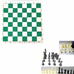 Tournament Roll Up Vinyl Green Chess Mat with Plastic Chess Coins Strategy & War Board Game-20