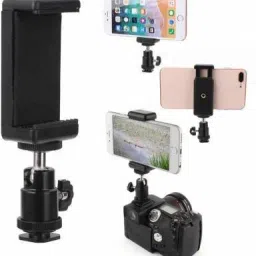 Digiom 1/4 Flash Hot Shoe Adapter Cradle Ball Head Ball + Phone Holder Clip Bracket Holder Mount for DSLR Phone Tripod Flash Shoe Adapter-3