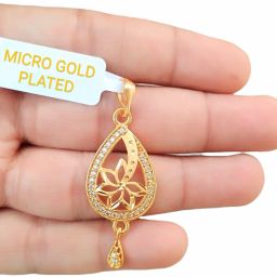 Gold-plated Diamond Brass Pendant Set-image-97
