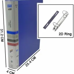canoff Plastic Presents Plastic File Folder 403 2D Ring Binder A4 Size Tough & Durable Ring Binder Box Board File - 4pk (Blue) image 2