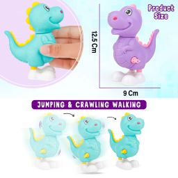 fiddlerz Dino Wind-Up Key Operated Crawling Jumping Toy for Kids Pack of 2 – (No Battery) Rattle image 3