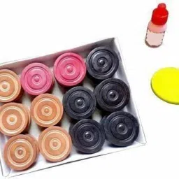 Wooden Carrom Coins Set (Pack of 24) with Printed Stricker and Carrom Powder Carrom Pawns-picture-18