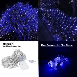 miradh 192 LEDs 3 m Blue Flickering, Steady Net/Mesh Rice Lights image 5