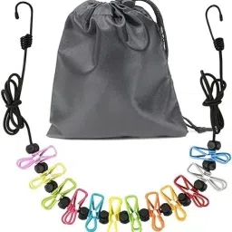 Cloth-Drying Rope with Hooks Elastic Cloth Hanging 12 Clips Plastic Iron Retractable Clothesline-image-81