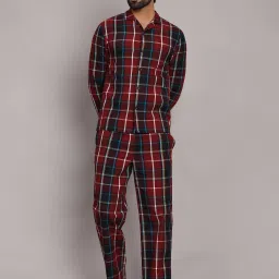 Men Shirt & Pyjama set Red Checkered-picture-12