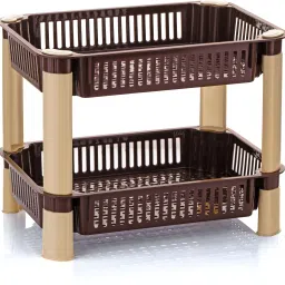 U-MAX Multi-Purpose Kitchen Storage Rack For Kitchen & Office (Brown, 2-Tier) Plastic Kitchen Trolley-image-33