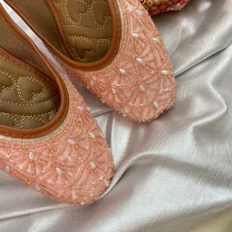 White embroidered mojari for women with beads embellishment Casuals For Women-image-98