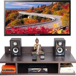 TV Setup Box & Remote Stand Wooden Wall Shelf-image-21