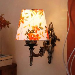 new era Antique Gold Wall Lamp with Cotton Conical Printed Shade-picture-37