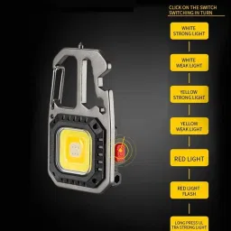 4-Modes LED Work Light Key Ring Torch 5 hrs Torch Emergency Light-12