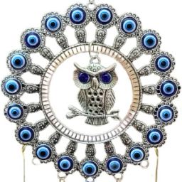 Protective Owl Evil Eye Wind Chime with Colorful Bells and Tassel Aluminium Windchime-image-43
