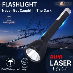 mhax 2Mode 5W+3W Lithium Battery Long Range Led torch Light_Rechargeable/with_2000mAh 1 hrs Torch Emergency Light image 2