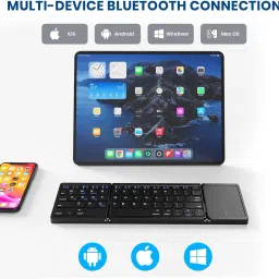 DITCAFOS Foldable Bluetooth Keyboard with Touchpad, Tri-Folding Wireless Mini Keyboard Wired USB, Wireless Handheld Multi-device Keyboard Compatible with Desktop, Laptop, Tablet, iPad, Mac multimedia_keys,Foldable Bluetooth Keyboard with Touchpad, Tri-Folding Wireless Mini Keyboard image 5
