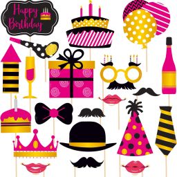 21 pcs Birthday Photo Booth Props,Happy Birthday Party Decoration Props Photo Booth Board-image-73