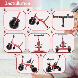 stepupp grow STP G RED COLOR PARENT HANDLE FOR KIDS AND BABY -07 Tricycle image 5