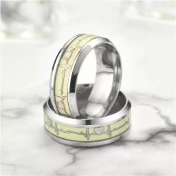 Valentine Special Luminous Heart Beat ECG Rhodium Glow Ring for Girls and Boys Stainless Steel, Tungsten, Metal, Brass, Alloy Titanium, Rhodium Plated Ring Set-image-59
