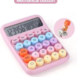 gitesh 853272 Mechanical Calculator Cute 12 Digit LCD Display Big Round Button For Office Basic Calculator image 3