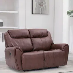 royaloak Muar Leatherette Manual 2 Seater Recliner With Rocker in Brown Color-picture-45