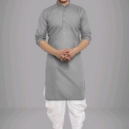 Men Cotton Blend Kurta Dhoti Set-image-2