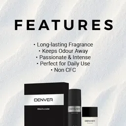 Denver Men Set of Black Code Eau de Parfum & Deodorant 70ml + 200ml image 3