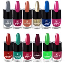 PERPAA Set of 12 Trendy Quick-Drying & Long Lasting Gel Nail Enamel 5 ml each - Combo 30-11