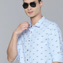 Flying Machine Men Blue Slim Fit Printed Pure Cotton Casual Shirt-picture-46