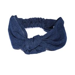 MANGO Women Navy Blue Solid Denim Hairband with Knot Detail-picture-13