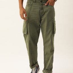 Bene Kleed Men Pure Cotton Solid Straight Fit Cargos Trousers-image-64