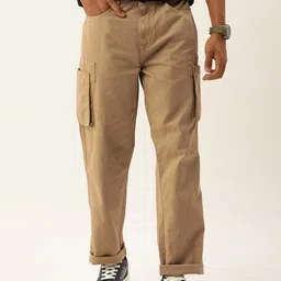 Bene Kleed Men Solid Straight Fit Cargos Trousers-picture-13