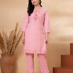 Nayam By Lakshita Floral Embroidered Straight Kurta With Palazzos-52