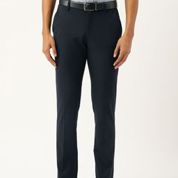 Peter England Men Solid Neo Slim Fit Mid-Rise Plain Woven Flat-Front Formal Trousers-picture-21