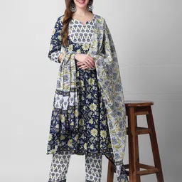 KALINI Floral Printed Gotta Patti Pure Cotton Kurta with Palazzos & Dupatta-picture-32
