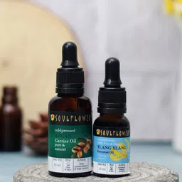 Soulflower Set of Argan Carrier Oil & Ylang Ylang Essential Oil for Skin & Hair-picture-36