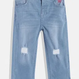 mothercare Girls Relaxed Fit Mid-Rise Slash Knee Light Fade Applique Stretchable Jeans-image-60