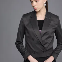 Allen Solly Woman Women Grey Solid Single-Breasted Formal Blazer-image-85