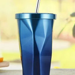 BonZeaL Blue Solid Stainless Steel Glossy Gradient Mug Insulated Leakproof Tumbler 500 ml-21