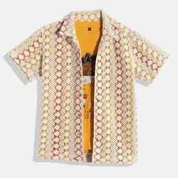 CAVIO Boys Comfort Geometric Printed Pure Cotton Casual Shirt with Tshirt-image-67