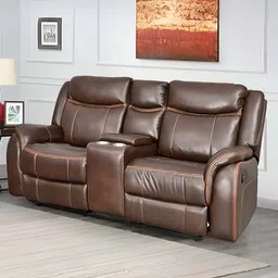 Royaloak Brown Rome Italian Leatherette Manual 2 Seater Recliner-image-53
