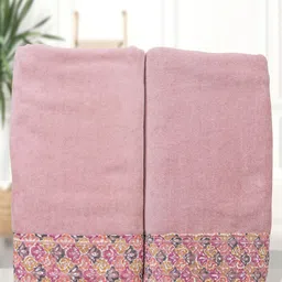 RANGOLI Set Of 2 Purple Solid Pure Cotton 450 GSM Bath Towel-95