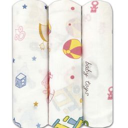Trance Home Linen 
Nursery Prints Large Size Set of 3 Cotton Baby Swaddle Wrap-23