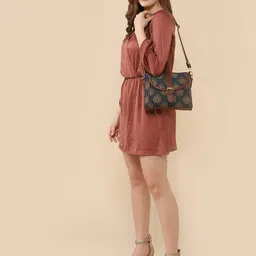 THE CLOWNFISH Women Blue Ethnic Motifs Printed Structured Sling Bag-10
