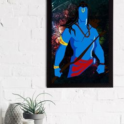 eCraftIndia Blue & Green Lord Ram Satin Matt Textured UV Wall Art-image-60
