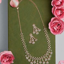 Zaveri Pearls Gold-Plated Cubic Zirconia Stone Studded Jewellery Set-image-31