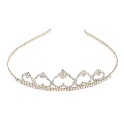 AccessHer Women Gold-Toned & White Embellished Heart-shaped Hairband-image-12