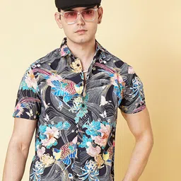 The Indian Garage Co Men Slim Fit Floral Printed Resortwear Shirt-picture-37